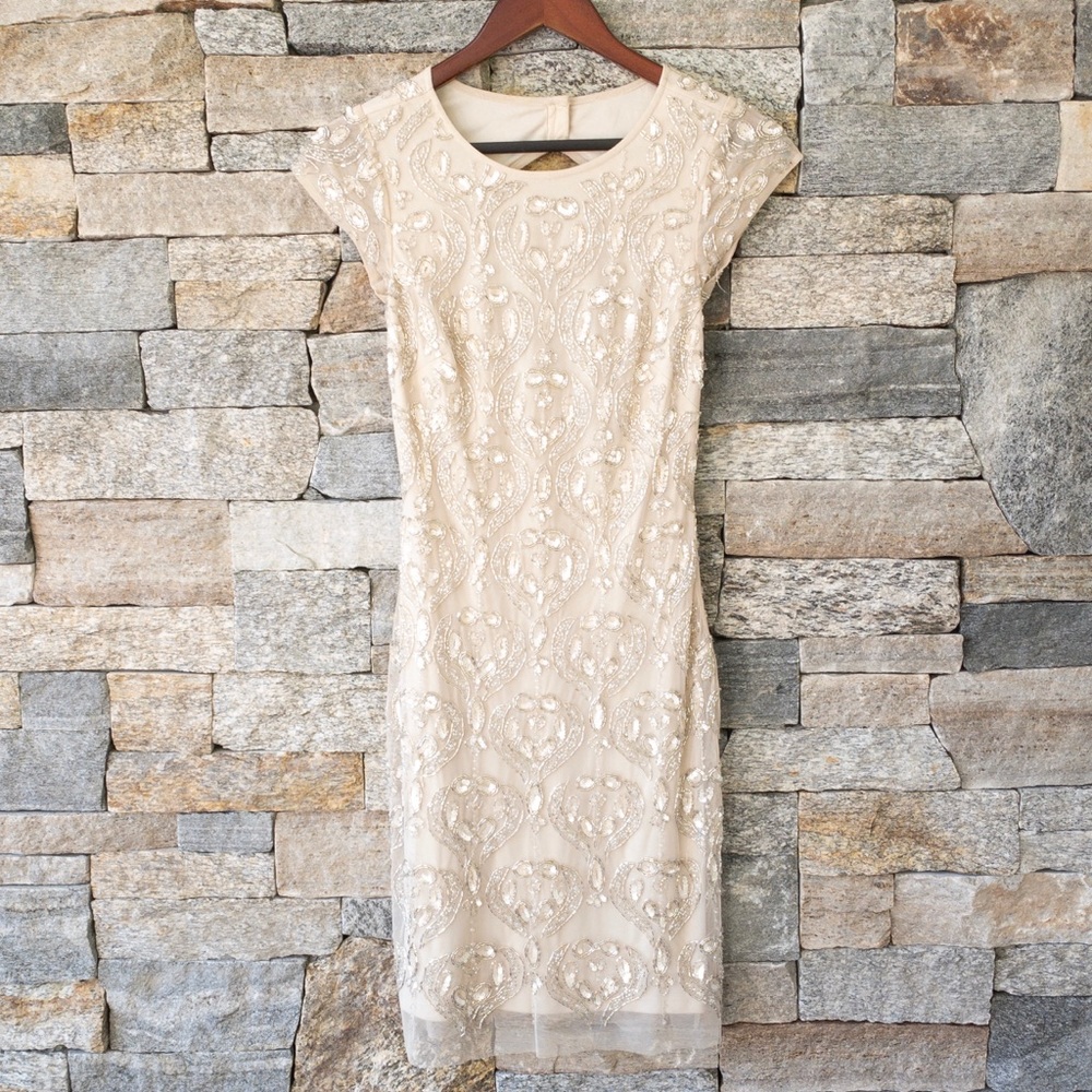 Aidan Mattox Embellished short mesh dress